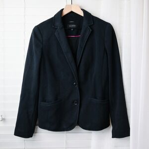 Talbots Aberdeen Blazer Size 8 Classic Black Cotton Blend Buttons Career Jacket